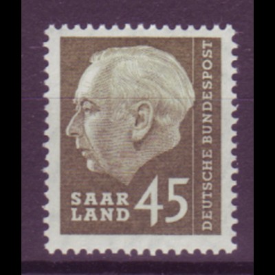 Saarland 392 Bundespräsident Theodor Heuss 45 Fr postfrisch